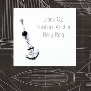 5/$10 | Black CZ Anchor Dangle Belly Ring